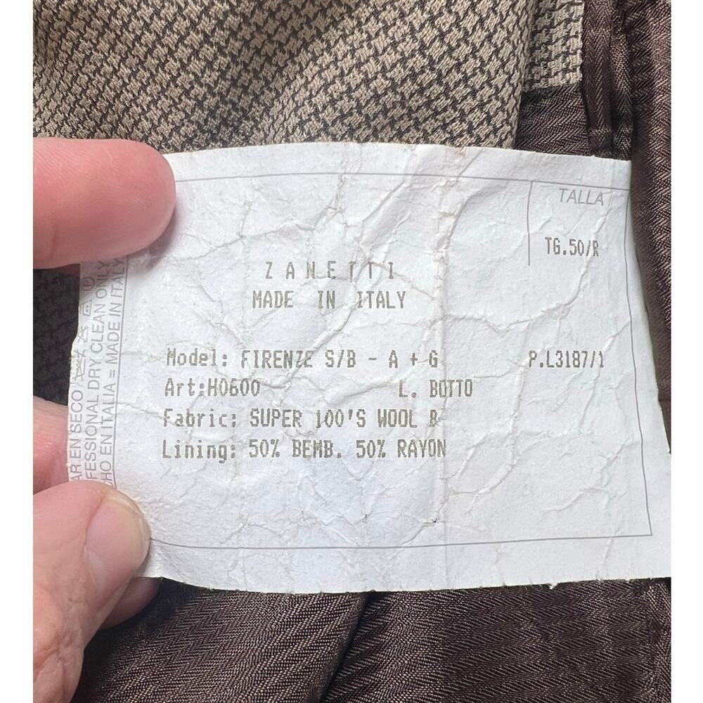 Zanetti Italian Blazer Merino Wool Vintage Mens Size 50 R Houndstooth Pattern - Picture 7 of 10